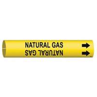 Brady 4097-B "Natural Gas" Pipe Marker, Snap-On, 7/8" H x 7/8" W, Black on Yellow