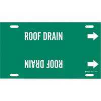 Brady 4121-G Marqueur de tuyau Roof Drain, &agrave; attacher, 10" h x 24" la, Blanc/vert