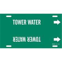 Brady 4142-F Marqueur de tuyau Tower Water, &agrave; attacher, 8" h x 16" la, Blanc/vert