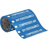 Brady 41456 "Compressed Air" Roll Form Pipe Markers, Self-Adhesive, Cuttable H x 8" W, White on Blue