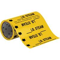 Brady 41483 Marqueurs de tuyau &agrave; profil rond avec espace vierge LB. Steam, Autocollant, Taillable h x 8" la, Noir sur jaune