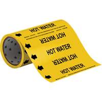 Brady 41510 "Hot Water" Roll Form Pipe Markers, Self-Adhesive, Cuttable H x 8" W, Black on Yellow