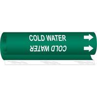 Brady 5658-O "Cold Water" Pipe Marker, Wrap-Around, 5" H x 8" W, White on Green
