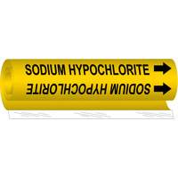 Brady 5761-I Marqueur de tuyau Sodium Hypochlorite, Enveloppant, 9" h x 8" la, Noir sur jaune
