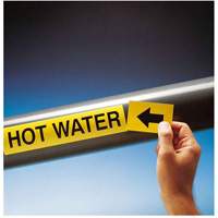 Brady 73948 Marqueurs de tuyau avec fl&egrave;ches, Autocollant, 2" h x 12" la, Noir sur jaune