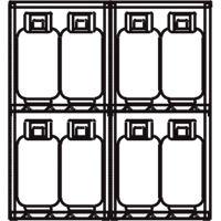 Justrite 23011 Aluminum LPG Cylinder Locker Storage, 16 Cylinder Capacity, 60" W x 32" D x 65" H, Silver