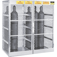 Justrite 23007 Aluminum LPG Cylinder Locker Storage, 20 Cylinder Capacity, 60" W x 32" D x 65" H, Silver