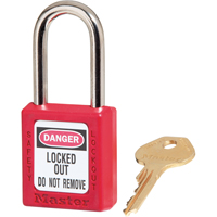 Master Lock 410RED Zenex Padlocks, Safety Padlock, Keyed Different, Thermoplastic, 1-1/2" Width