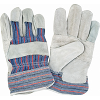 Zenith Safety Products SAN382 Standard-Duty Patch Palm Fitters Gloves, Large, Split Cowhide Palm, Cotton Inner Lining