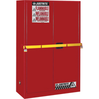 Justrite SC29884R High Security Flammables Safety Cabinet with Steel Bar, 45 gal., 2 Shelves