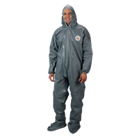 2.0 Mil CRFR Hooded Coveralls, Large, Grey, FR Treated Fabric  SAN791 | TENAQUIP