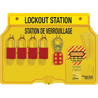 Master Lock 1482BP1106FRC Station de verrouillage, Cadenas Aluminium, Capacit&eacute; de 4, Cadenas Compris