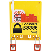 Master Lock S1720E410 Compact Lockout Station, Thermoplastic Padlocks, 4 Padlock Capacity, Padlocks Included