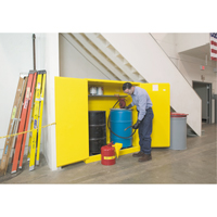 Justrite 899160 Sure-Grip&reg; EX Vertical Drum Storage Cabinets, 110 US gal. Cap., 2 Drums, Yellow