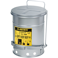 Justrite 09504 Contenants pour d&eacute;chets huileux, Homologu&eacute; FM/List&eacute; UL, 14 gal. US, Argent