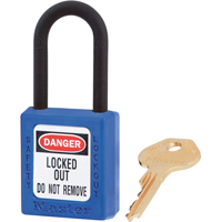 Master Lock 406BLU Cadenas de s&eacute;curit&eacute; di&eacute;lectrique Zenex, Bleu, Cl&eacute;s diff&eacute;rentes, Thermoplastique, Largeur de 1-1/2"
