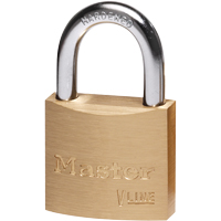 Master Lock 4140 V-Line Padlock, Keyed Different, Brass Coating, 1-1/2" Width