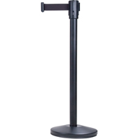 Free-Standing Crowd Control Barrier, Steel, 35" H, Black Tape, 7' Tape Length SAS227 | TENAQUIP