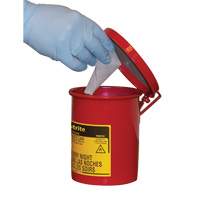 Justrite 09410 Mini bidons pour d&eacute;chets huileux pour dessus d'&eacute;tabli, Homologu&eacute; FM, 0,45 gal. US, Rouge