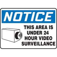 Accuform NMC MASE806VA Enseigne  Area Under Surveillance , 10" x 7", Aluminium, Anglais avec pictogramme
