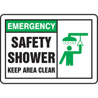 Accuform NMC MFSD929VP "Safety Shower" Sign, 10" x 14", Plastic, English with Pictogram