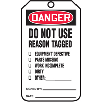 Accuform NMC MDT219CTP Safety Tags, Cardstock, 3-1/8" W x 5-7/8" H, English