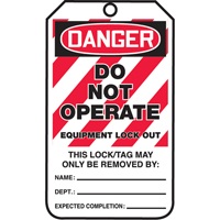 Accuform NMC MLT405CTP Lockout Tags, Cardstock, 3-1/8" W x 5-7/8" H, English