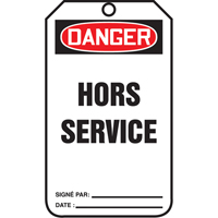 Accuform Signs TCF022CTP Lockout Tags, Cardstock, 3-1/8" W x 5-7/8" H, French