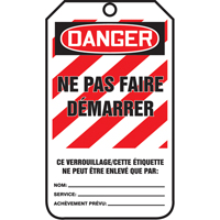 Accuform Signs FRMLT403CTP &eacute;tiquettes de verrouillage, Papier cartonn&eacute;, 3-1/8" la x 5-7/8" h, Français