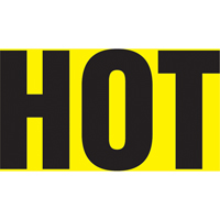 Accuform NMC RPK421SSD Marqueurs de tuyau "Hot", Autocollant, 2-1/2" h x 12" la, Noir sur jaune