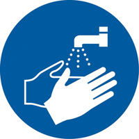 Accuform NMC LSGM4082 Wash Hands ISO Mandatory Safety Labels, 2" x 2", Vinyl, Pictogram