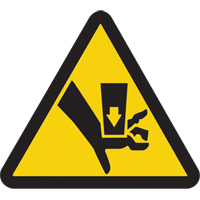 Accuform NMC LSGW1412 Crush Hazard ISO Warning Safety Labels, 2" x 2", Vinyl, Pictogram