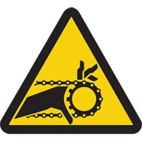 Accuform NMC LSGW1444 &eacute;tiquettes de s&eacute;curit&eacute; avertissement ISO - danger de pi&eacute;geage par chaîne d'entraînement, 4" x 4", Vinyle, Pictogramme