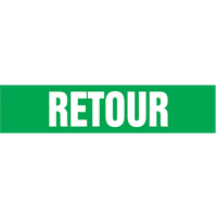 Accuform NMC CRPK613STC Snap Tite "Retour" Pipe Marker, Snap-On, 14" H x 12" W, White on Green