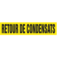 Accuform NMC CRPK237SSB "Retour de Condensats" Pipe Marker, Self-Adhesive, 1-1/2" H x 8" W, Black on Yellow