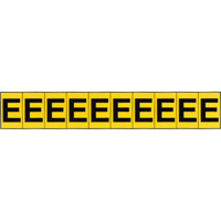 Accuform NMC NCH601EYL Rep&egrave;res adh&eacute;sifs &agrave; lettres individuelles, E, 1" h, Noir sur jaune