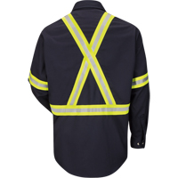 Bulwark SLUCNV-RG-XL Work Shirt with Reflective Trim, Cotton/Nylon, X-Large, Navy Blue