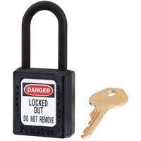 Master Lock 406KAS6BLK 406 Zenex Safety Padlocks, Black, Keyed Alike, Thermoplastic, 1-1/2" Width