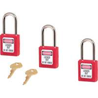 Master Lock 410KAS3RED Cadenas Zenex s&eacute;rie 410 - ensemble de 3, Cadenas de s&eacute;curit&eacute;, Cl&eacute;s identiques, Thermoplastique, Largeur de 1-1/2"