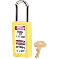 Master Lock 411KAS6YLW 411 Zenex Safety Padlocks, Yellow, Keyed Alike, Thermoplastic, 1-1/2" Width