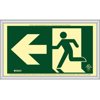 Brady 143517 BradyGlo&reg; Running Man Exit Sign with Left Arrow, 8-1/2" x 15", Plastic, Pictogram