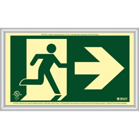Brady 143518 BradyGlo&reg; Running Man Exit Sign with Right Arrow, 8-1/2" x 15", Plastic, Pictogram