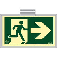 Brady 143524 BradyGlo&reg; Running Man Exit Sign with Right Arrow, 8-1/2" x 15", Plastic, Pictogram