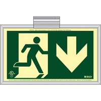 Brady 143535 BradyGlo&reg; Running Man Exit Sign with Down Arrow, 8-1/2" x 15", Plastic, Pictogram