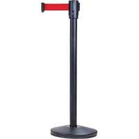 Free-Standing Crowd Control Barrier, Steel, 35" H, Red Tape, 7' Tape Length SDN305 | TENAQUIP