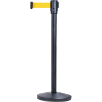 Free-Standing Crowd Control Barrier, Steel, 35" H, Yellow Tape, 7' Tape Length SDN306 | TENAQUIP