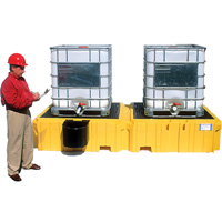 Ultratech 1145 Ultra-Twin IBC Spill Pallet&reg; with Drain, 535 US gal. Spill Capacity, 124.5" x 61.625" x 22"