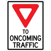 "Yield to Oncoming Traffic" Roll-Up Sign Traffic Sign, 36" x 48", Vinyl, English with Pictogram  SDP364 | TENAQUIP