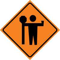 CCI Canada 07-800-3051-L Flagman Roll-Up Sign Traffic Sign, 36" x 36", Vinyl, Pictogram