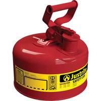 Justrite 7110100 Safety Cans, Type I, Steel, 1 US gal., Red, FM Approved/UL/ULC Listed